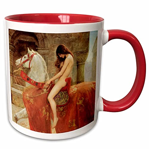 3dRose Lady Godiva Vintage John Collier 11oz Two-Tone Red Mug