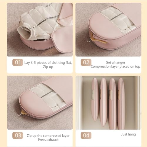 Large Space Saving Hanging Garment Bag with Self Compression Zipper, 2025 Closet Organizers Heavy Duty Garment Bag Winter Coat Storage, Dust Cover Clothes Bags for Down Coat (Gray, XL)3