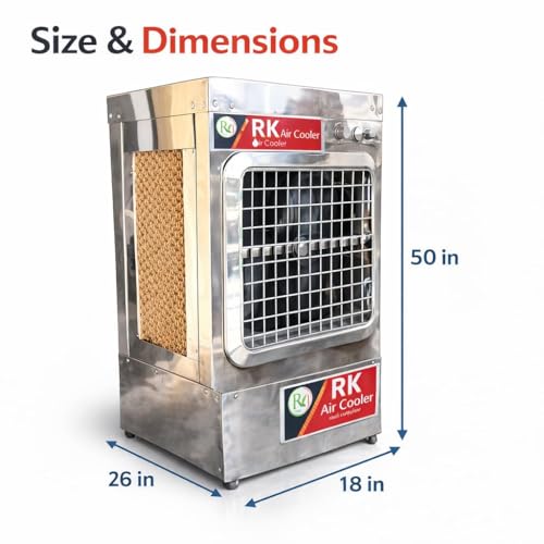 Image of Steel Air Cooler Heavy Duty Desert Air Cooler for Home & Shop | High Airflow Cooling with Honeycomb Pads | Energy Efficient Air Cooler (Silver Finish) (110 L)