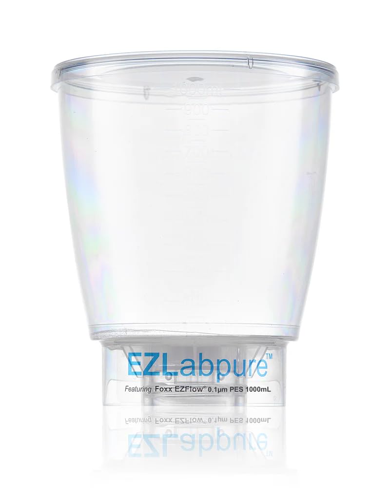 Foxx Life Sciences EZLabpure Sterile Disposable Bottle Top Vacuum Filters with 0.1 µm PES Membrane for Mycoplasma Removal, Pack of 24 (1000 mL)