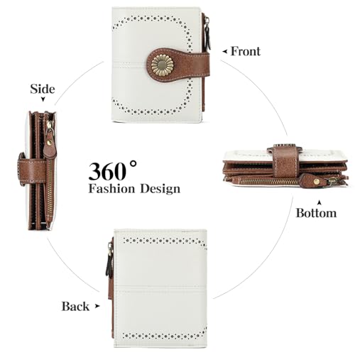 Image of SENDEFN Small Womens Wallet Leather Bifold Card Holder RFID Blocking with Zipper Coin Pocket