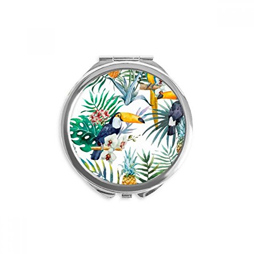 Miroir rond maquillage de poche toucan aquarelle perroquet multicolore