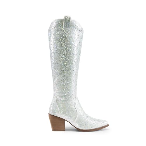 Image of DREAM PAIRS Womens Cowboy Knee High Chunky Heel Boots
