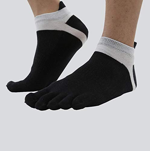 Image of Men Toe Socks No Show Low Cut Athletic Wicking Cotton 5 Finger Split Toe 6 Pack