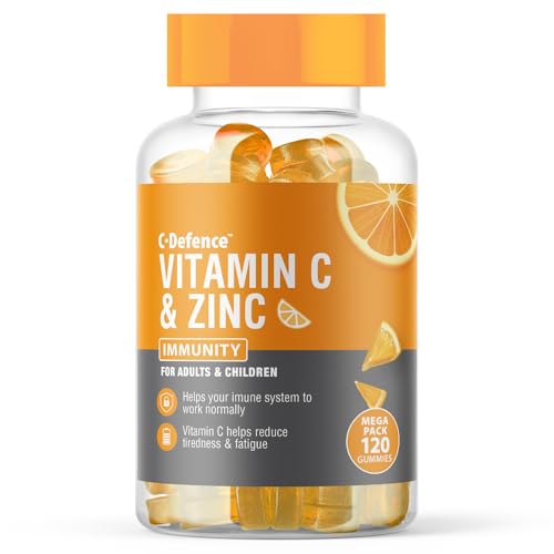 Vitamin C and Zinc Gummies by C Defence, Immunity, Vegan Gummies for Adults and Children- Orange Flavour