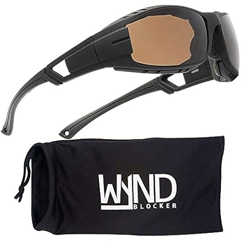 WYND Blocker Airdam Sunglasses Motorcycle Riding, Sports, Driving, Cycling Wrap (Black Matte, Amber) Cover