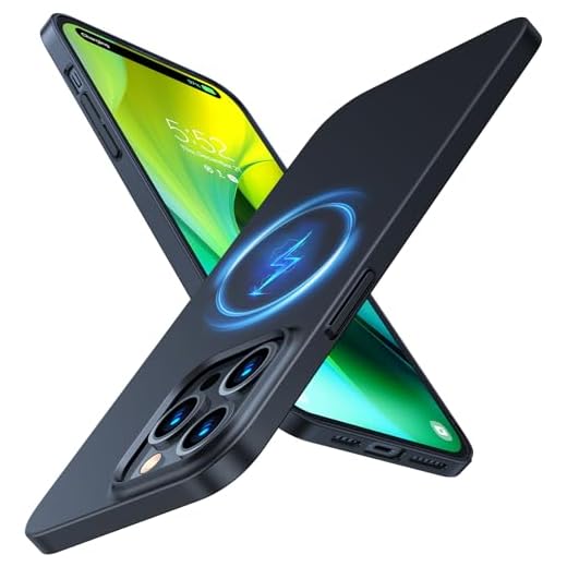 TORRAS Magnetic Slim for iPhone 13 Pro Max Phone Case, Ultra Thin [Compatible with MagSafe] [Silky Touch] Plastic Anti-Scratch Sturdy Cover for iPhone 13 Pro Max Case, Space Black
