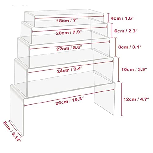 Expositores acrílicos rectangulares de 4mm en pack de 5 elevadores para colecciones 3