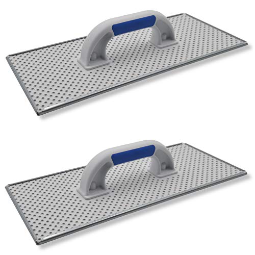 DEWEPRO® Lot de 2 Cales à poncer - Planche à poncer pour WDVS, Béton cellulaire et Polystyrène - Planche à râper - Truelle avec plaque en acier galvanisé - Planche à égaliser - 400x180mm