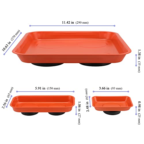 Keileoho 10-Piece Magnetic Parts Tray Set, Stainless Steel Magnetic Trays, Heavy Duty Magnetic Tools Tray Holder Square Metal Parts Tray For Screws, Nuts, Bolts Organization, Orange #TOP28