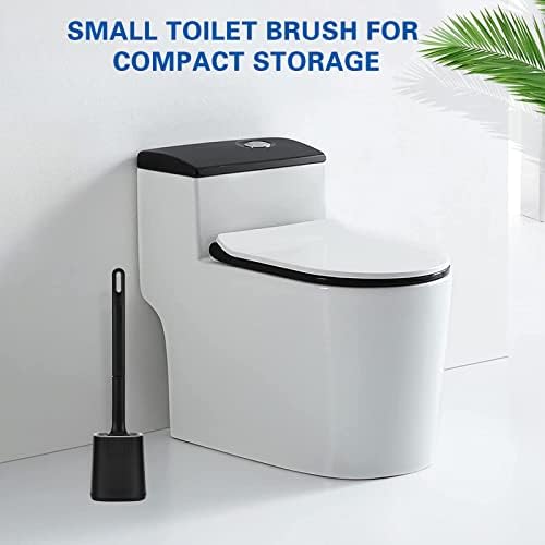 Toilet Brush, Qupzze Deep Cleaner Silicone Loo Brush with 3 in 1 Brush Head & Quick Drying Holder for Bathroom, with A Pair of Housework Glove (Flooring/Mounted Wall)
