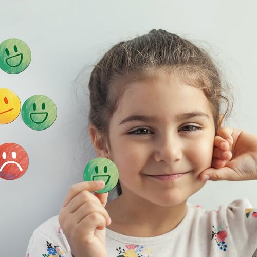 BIROYAL 90 STK. Smiley Magnete Belohnungstafel | Magnete Smiley ø30mm | Kühlschrank Magnet für Whiteboard, Belohnungs Kinder, Tafeln | Starke haftende Flach-Magnet | Lehrer Zubehör | 3 Emoticons