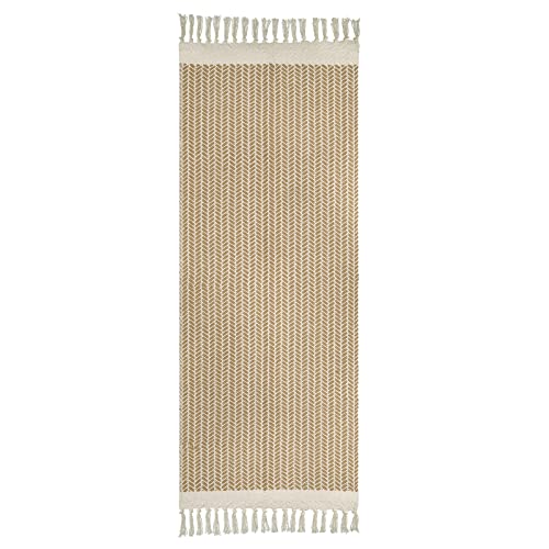 Lahome Boho Bathroom Runner Rug, 2X5 Hallway Runner Rug Washable Rugs For Entryway Indoor Door Mat With Tassels, Farmhouse Woven Cotton Rug Low Pile Rug Runners For Hallways Laundry Room, Khaki #TOP7