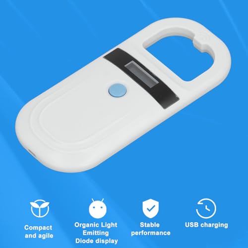 Haustier-Mikrochip-Lesegerät, Tiermarken-Lesegerät, Tragbares Tier-Chip-ID-Lesegerät, 134,2 kHz, 128 Aufzeichnungen, Datenspeicherung, Tier-Chip-Scanner für Haustiere, Nutztiere,