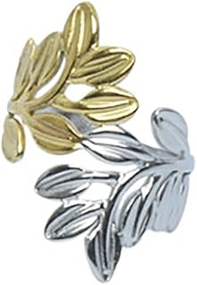 Stainless Steel Ring With Tree Leaf Design For Girl - Gold Silver - Free Size