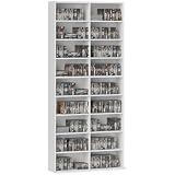 HOMCOM Rangements pour CD et DVD 18 Compartiments 78,5x24x175cm Blanc