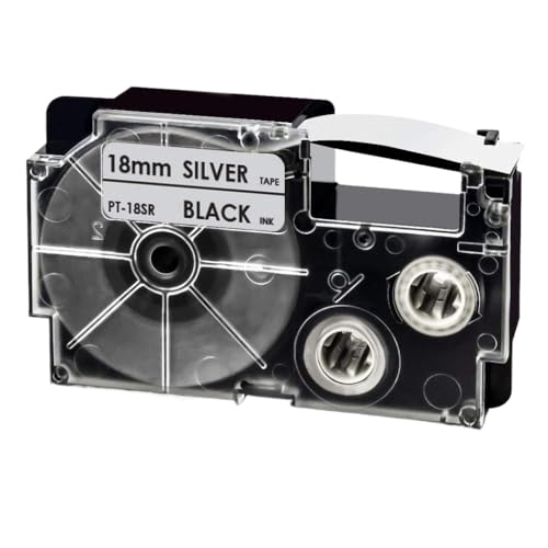 18mm x 8m�̔������x���t���e�[�v���x���v�����^�[�ƌ݊����̂���xr-18web works kl-750 kl-8100 8800���x���}�V��(Black on Silver)