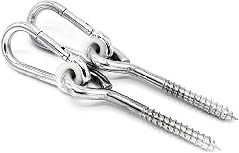 Maky Outdoors Two Swing Hooks & Hangers - Galvanized, Anti-Rust Steel Accessories - Heavy Duty, Quiet Fasteners for Hammocks - Safe, Hanging Kit Hardware - Load Capacity: 600 Lbs Per Anchor - Screw