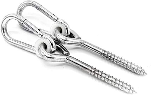 Maky Outdoors Two Swing Hooks & Hangers - Galvanized, Anti-Rust Steel Accessories - Heavy Duty, Quiet Fasteners For Hammocks - Safe, Hanging Kit Hardware - Load Capacity: 600 Lbs Per Anchor - Screw #TOP2