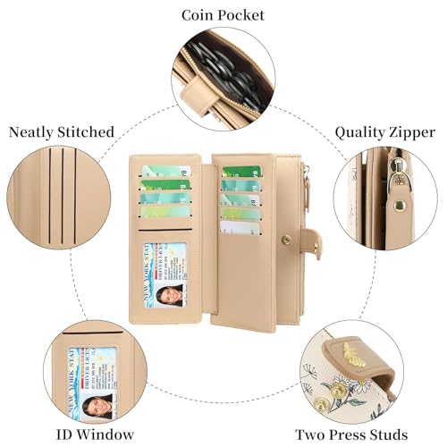 GAEKEAO Womens Wallet RFID Blocking Trifold Large Capacity Ladies Vegan Leather Wallet Floral Multi Card Holder Organizer by GAEKEAO - Used condition - Image 5