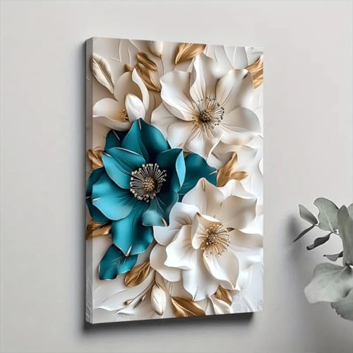 Affiche sur toile florale moderne 80x140 cm encadrée pour salon
