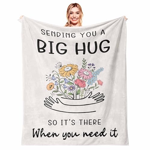 Hibolen Get Well Gifts for Women/Men White Blanket 50x60 Inspirational/Thinking of You/Cancer Care/Feel Better/Surgery Recovery Gifts for Women Sympathy Gift Soft Hug/Get Well/Healing Blanket