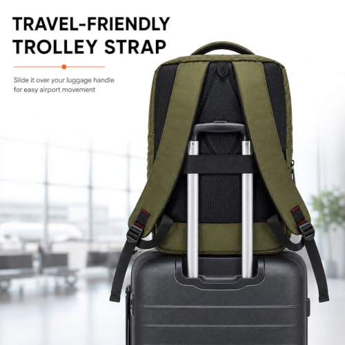 Image of CARAMBA CARRYMATE 26.5L Overnighter Laptop Backpack | Water Resistant Travel Bag with 15.6 inch Padded Laptop Sleeve, Trolley Strap & Dual Compartments for Office, Business, College Men & Women