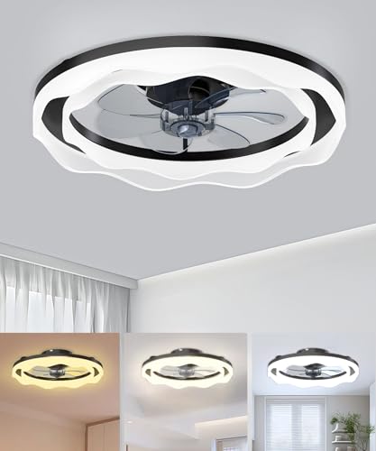 JAYNLT Deckenventilator mit Beleuchtung, Ø50CM Schwarzer...