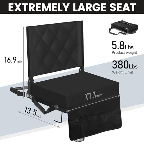 Sheenive Stadium Seats for Bleachers with Back Support, Bleacher Seats with Backs and Cushion Wide, Padded Portable Folding Comfort Stadium Chair with Shoulder Strap for Football Baseball Games by Sheenive - Used condition - Image 3