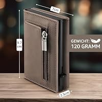 Tomylv Geldbörse Herren, RFID Schutz Portmonee Herren Magnetverschluss, Pop-up Kartenetui mit 8 Kreditkartenetui mit Banknotenfächer, Münzfach, Ausweisfenster Geldbeutel Herren – Braun – Ansicht 5