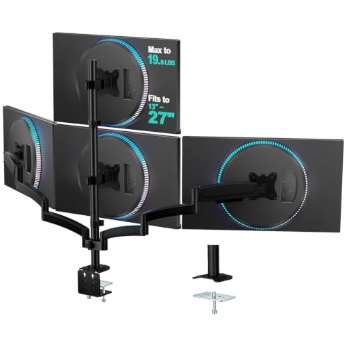 WALI Stacked 4 Monitor Mount 13-27 inch Screens (GSDM004S), Black