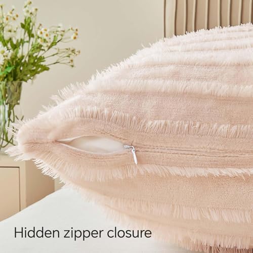 Image of BEDELITE Velvet Pillow Covers with Zipper, Boho-Coral, 18x18 Inches, 2 Pack