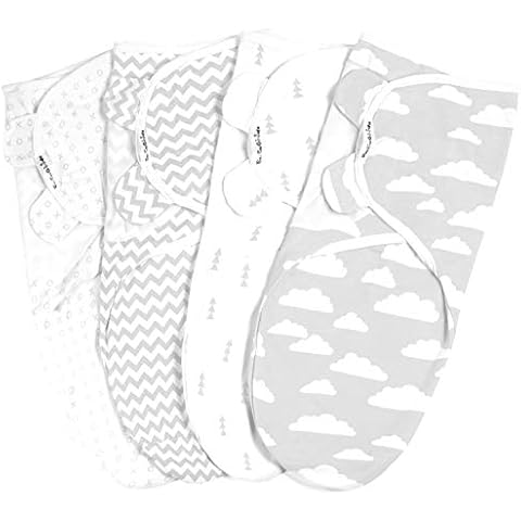 BaeBae Goods Swaddle Blanket Set, Adjustable Infant Baby Wrap Set of 4, Baby Swaddling Wrap Blankets Made in Soft Cotton Cover