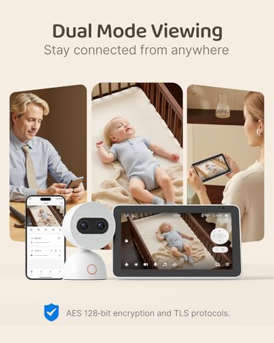 Simsky Baby Monitor with 2 Cameras, 7" UHD Split-Screen Touch Display | 4MP Dual Cameras with Wall Mount, 6X Zoom | AI Detection, App Remote Access, 32GB Local Storage, Hack-Proof Encryption - Thumbnail 5
