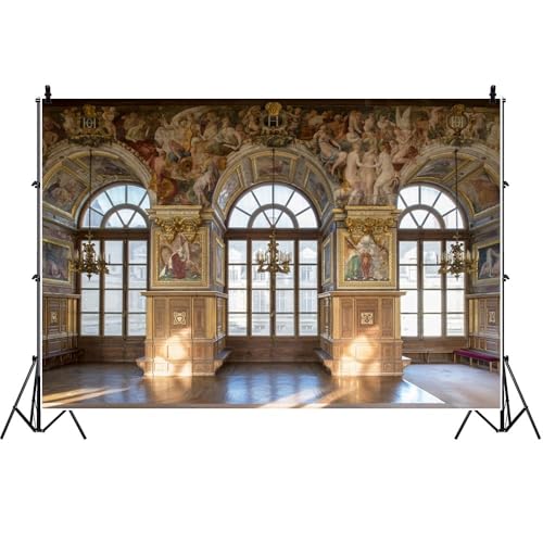 Yeele 15x8ft French Palace Backdrop Medieval European Versailles Palace Chandelier Mural Royal Castle Photography Background for Wedding Birthday Party Kids Adults Family Portrait Photo Shoot Props