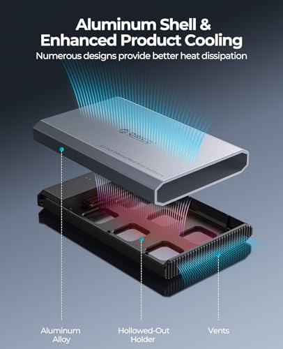 ORICO Aluminium Festplattengehäuse 2,5 Zoll USB-C 3.2 6Gbps Externes SSD Gehäuse für 2,5" SATA HDD SSD Maximal 6TB mit USB C/A 2-in-1 Kabel, Unterstützt UASP (DD25C3) - imagen 4