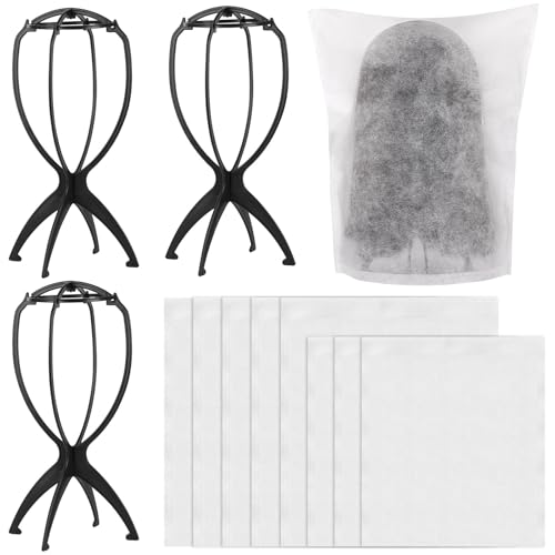 4 Wig Stands with 8 Dust Bags