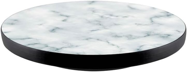 Handcrafted Blue Marble Lazy Susan - Elegant Dark Birchwood. Effortless Rotation, Stable Base, Ideal for Dining, Kitchen, or as a Spice Organizer (16 Inch)