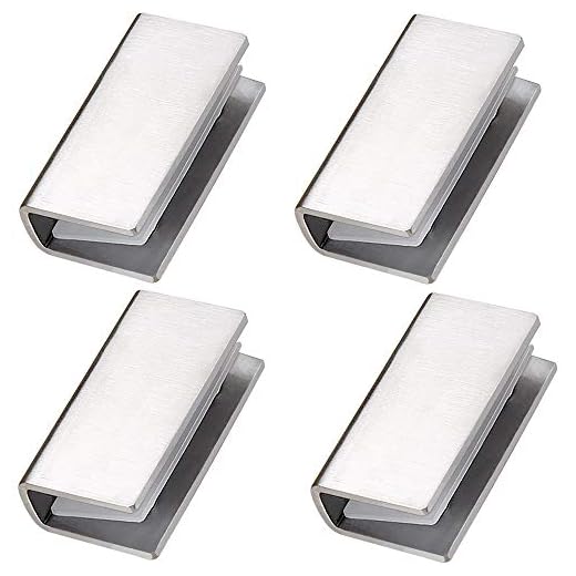 DOKU 4Pcs Adjustable 304 Stainless Steel Glass Clip Clamp Support 0.32"(8mm)-0.48"(12mm) Glass Shelf Brackets, Space Saving Bathroom Wall Mounted, Brushed Finished