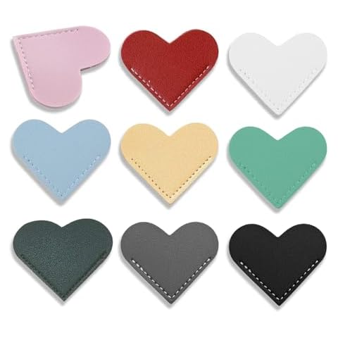 9 PCS Leather Bookmarks for Women with Heart Shape, Cute Corner Bookmark, Book Accessories for Reading Lovers, Book Markers for Women, Bookmarks for Book Lovers by HNQCPCVU (9PCS Heart - Color 3) Cover