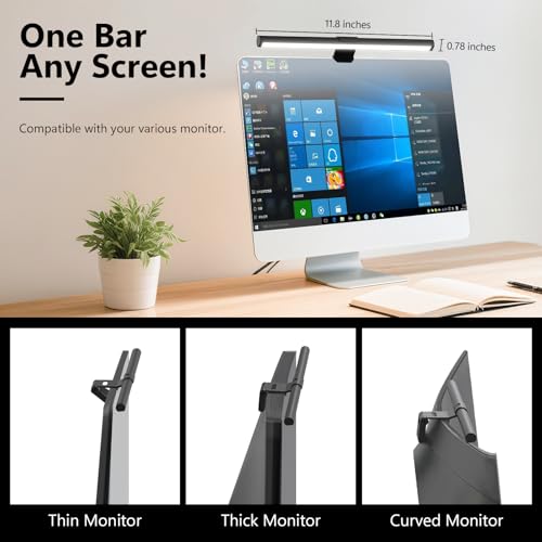 Samphon Monitor Light Bar, Eye-Care USB Reading Mnitor lamp, 11.8'' LED Computer Lights with Ultrawide Lighting, 3 Color Temperature Dimmable Desk Light for Home Office Gaming