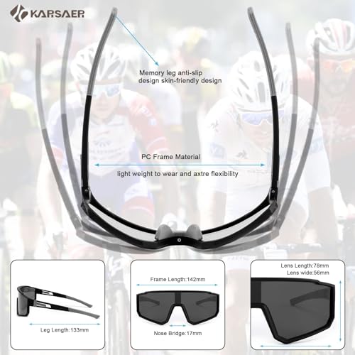 Karsaer Polarized Cycling Riding Glasses Sports Sunglasses Men Women for Moutain Baseball MTB Bicycle B5094 3 41O2Qn9MOXL