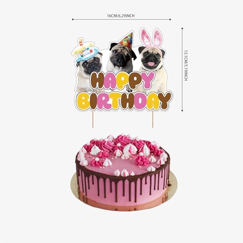 25 Pcs Mops Kuchen Dekorationen Mops Kuchen Topper Cupcake Toppers für Mops Hund Geburtstag Dekorationen Mops Party Dekorationen Geburtstagsparty Zubehör