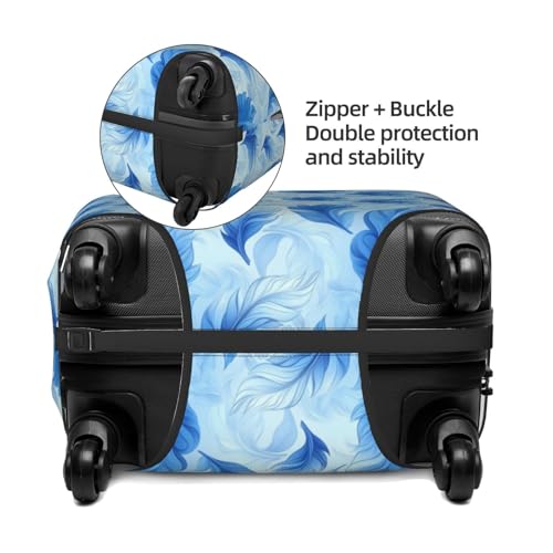 Luggage Cover Protector - Blue Feather 1 Print Fit 25-28 Inch Suitcase Covers for Luggage3
