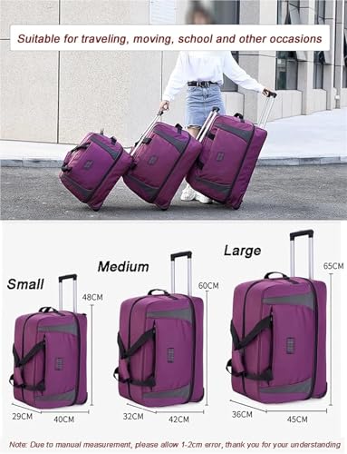 Rolling Duffle Bag Wheeled Bag Large Capacity Foldable Travel Luggage with Telescopic Handle Waterproof Overnight for Travel Gym Yoga(Brown,Large)2