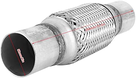 Aramox Exhaust Flexi Tube Bellows Stainless Steel Braided Joint Flexible Pipe Hose 52x260mm Welded Install