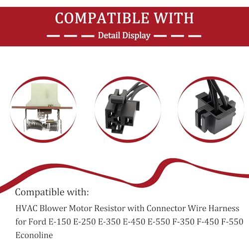 Image of HVAC Blower Motor Resistor with Connector Wire Harness for Ford E-150 E-250 E-350 E-450 E-550 F-350 F-450 F-550 Econoline Compatible with 4C2Z19A706AA F6UZ19A706AA