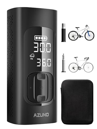 AZUNO Electric Bike Pump Tire Inflator, Rechargeable Bicycle Pump with 7800mAh Battery, and Type-C Charging, Presta and Schrader Valve