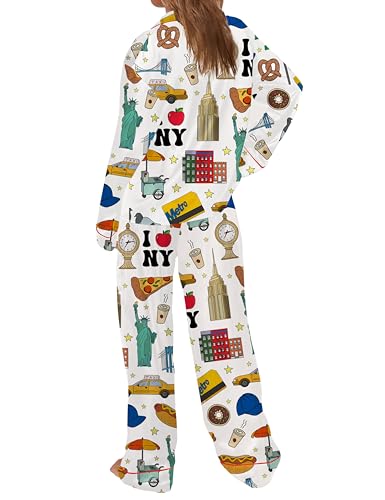 Image of SHESHOW Satin Pajamas for Women Set Long Sleeve Button Down Sleepwear 2 Piece Nightwear Women Pjs Sets Size XS-XXL