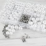 1670pcs White Pearl Beads with Rivet Studs, Pearl Setting Machine Accessories 5 Size no Holes Pearl Beads for DIY Crafts and Decoration